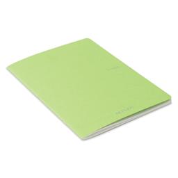 Fabriano EcoQua Staplebound Notebook - Lime, 11.7" x 8.3", Lined (side view)