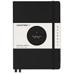 Leuchtturm1917 Bauhaus Notebook - Black/Royal Blue, 5-3/4" x 8-1/4", Dotted (front cover with label)