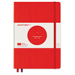 Leuchtturm1917 Bauhaus Notebook - Red/Royal Blue, 5-3/4" x 8-1/4", Dotted (front cover with label)