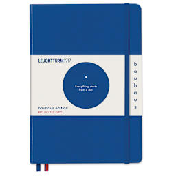 Leuchtturm1917 Bauhaus Notebook - Royal Blue/Red, 5-3/4" x 8-1/4", Dotted (front cover with label)