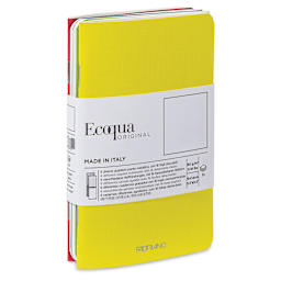Fabriano EcoQua Staplebound Notebooks - Pkg of 4, Spring Colors, 3.5" x 5.5", Blank, in packaging