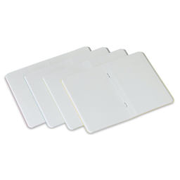 Fabriano EcoQua Staplebound Notebooks - Pkg of 4, Spring Colors, 3.5" x 5.5", Blank, open