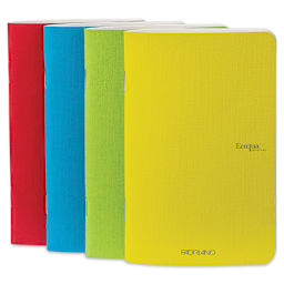 Fabriano EcoQua Staplebound Notebooks - Pkg of 4, Spring Colors, 3.5" x 5.5", Blank