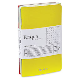 Fabriano EcoQua Staplebound Notebooks - Pkg of 4, Spring Colors, 3.5" x 5.5", Graph, in packaging