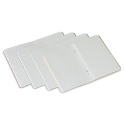 Fabriano EcoQua Staplebound Notebooks - Pkg of 4, Spring Colors, 3.5" x 5.5", Graph, open