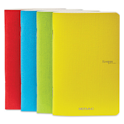 Fabriano EcoQua Staplebound Notebooks - Pkg of 4, Spring Colors, 3.5" x 5.5", Graph