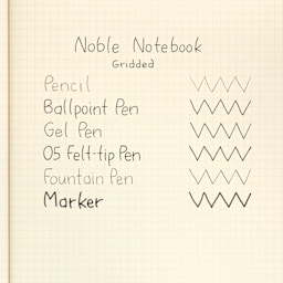 Life Stationery Noble Notebooks, swatch of pen marks on grid paper