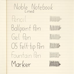 Life Stationery Noble Notebooks, swatch of pen marks on lined paper