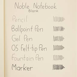 Life Stationery Noble Notebooks, swatch of pen marks on blank paper