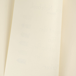 Life Stationery Noble Notebooks, bleed of pen marks on blank paper