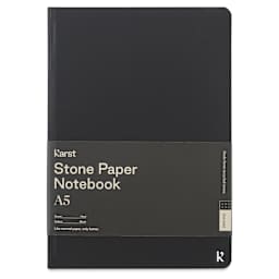 Karst Stone Paper Notebook - Black, A5, Dot Grid, front
