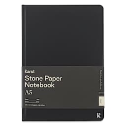 Karst Stone Paper Notebook - Black, A5, Lined, front