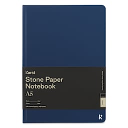 Karst Stone Paper Notebook - Navy, A5, Lined, front