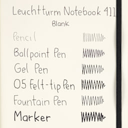 Leuchtturm1917 411 Notebooks, swatch of pen marks on blank paper