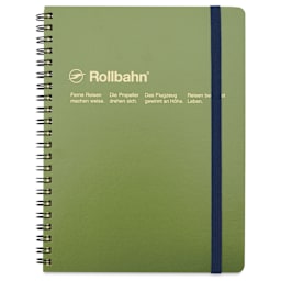 Delfonics Rollbahn Classic Spiral Notebook - Olive, A5, front cover