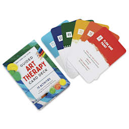 Guided Art Therapy Card Deck, cards next to packaging