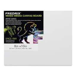 Fredrix Mixed Media Canvas Boards - Front view of 8" x 10" Board with label