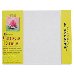 Strathmore 300 Series Cotton Canvas Panel Pack - 11" x 14", Package of 6 (Front of packaging)