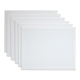 Strathmore 300 Series Cotton Canvas Panel Pack - 11" x 14", Package of 6 (Out of packaging, Back of canvas shown)