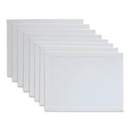 Strathmore 300 Series Cotton Canvas Panel Pack - 9" x 12", Package of 8 (Out of packaging, Back of canvas shown)