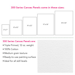 Strathmore 300 Series Canvas Panels, White, 12x16 inches, Pack of 3