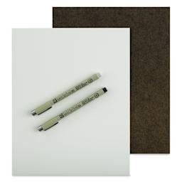 Ampersand Claybord and Pigma Micron Pen Pack (Front and back of boards with pens)