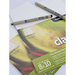 Ampersand Claybord and Pigma Micron Pen Pack (Boards fanned out)