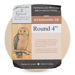 Apollon Gotrick Round Wood Panel - 4" Dia, 7/8" Profile front with label