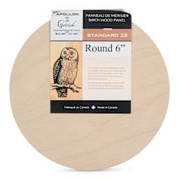 Apollon Gotrick Round Wood Panel - 6" Dia, 7/8" Profile front with label