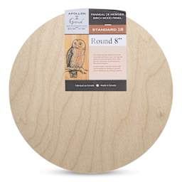 Apollon Gotrick Round Wood Panel - 8" Dia, 7/8" Profile front with label