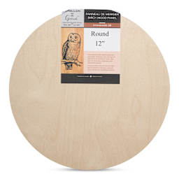 Apollon Gotrick Round Wood Panel - 12" Dia, 7/8" Profile front with label