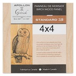 Apollon Gotrick Cradled Wood Panel - 4" x 4", 1" Profile front with label