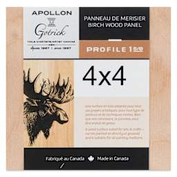 Apollon Gotrick Cradled Wood Panel - 4" x 4", 1-5/8" Profile front with label