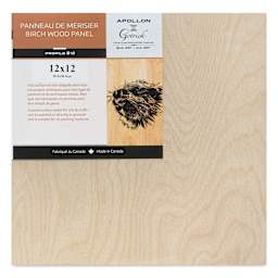 Apollon Gotrick Cradled Wood Panel - 12" x 12", 2-5/8" Profile front with label