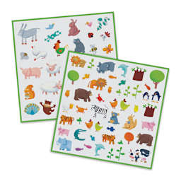 Djeco Sticker Sheets - Animals, Pkg of 2 Sheets (the included sheets)