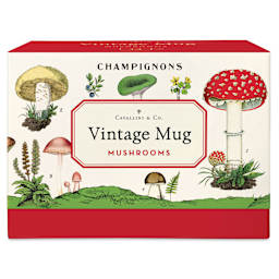 Cavallini Vintage Mushrooms Mug front of packaging