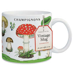 Cavallini Vintage Mushrooms Mug out of packaging with tag