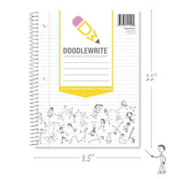 Roaring Spring Doodlewrite Spiral Notebook - 8-1/2" x 11", Ruled, 60 Sheets, dimensions