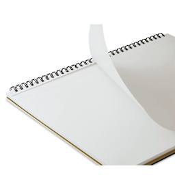 Maruman Mnemosyne Notebook - Black, A4, Blank, sheet being torn from notebook