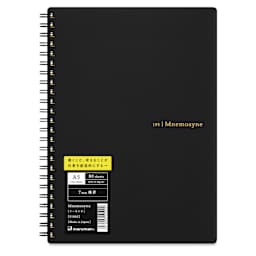 Maruman Mnemosyne Notebook - Black, A5, Lined, front with sticker