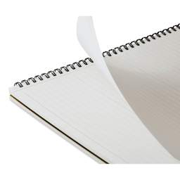 Maruman Mnemosyne Notebook - Black, A4, Lined, sheet being torn from notebook