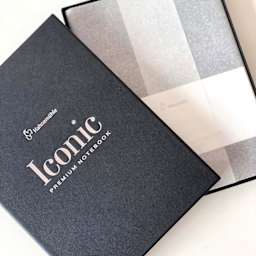 Hahnemuhle Iconic Premium Notebook - Dot Grid, A5, Black, 192 Pages, open packaging