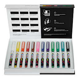 Karin Pigment Decobrush Markers - Basic Colors, Set of 12 (open box with markers)