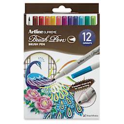 Artline Supreme Brush Pens - Set of 12, Assorted Colors (front of package)
