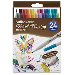 Artline Supreme Brush Pens - Set of 24, Assorted Colors (front of package)