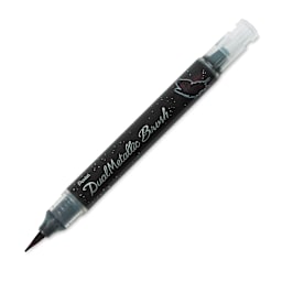 Pentel Arts Dual Metallic Brush Pen - Black/Metallic Red (with cap off)