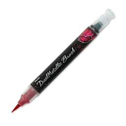 Pentel Arts Dual Metallic Brush Pen - Pink/Metallic Pink (cap off)