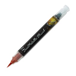 Pentel Arts Dual Metallic Brush Pen - Orange/Metallic Yellow (with cap off)