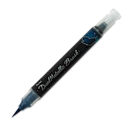 Pentel Arts Dual Metallic Brush Pen - Blue/Metallic Green (with cap off)