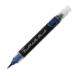 Pentel Arts Dual Metallic Brush Pen - Violet/Metallic Blue (cap off)